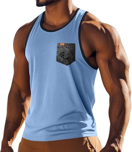 Tank Tops Men Slim Gym Sleeveless Muscle Tank Cotton Knit Lightweight Moisture-Wicking Breathable for Daily Training in Kuwait