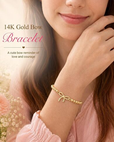 PINKDODO Always Remember You Are Loved- 14k Gold Bow Bracelet for Tween Teen Girls Young Women in Kuwait