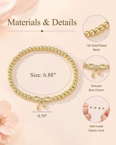 PINKDODO Always Remember You Are Loved- 14k Gold Bow Bracelet for Tween Teen Girls Young Women in Kuwait