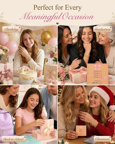 PINKDODO Always Remember You Are Loved- 14k Gold Bow Bracelet for Tween Teen Girls Young Women in Kuwait