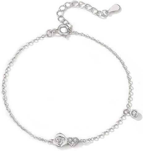 14K Gold Rose Bracelet, Moissanite Rose Bracelet - Perfect Birthday and Mother's Day Gift for Mom, Wife and Girlfriend in Kuwait