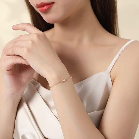 14K Gold Rose Bracelet, Moissanite Rose Bracelet - Perfect Birthday and Mother's Day Gift for Mom, Wife and Girlfriend in Kuwait