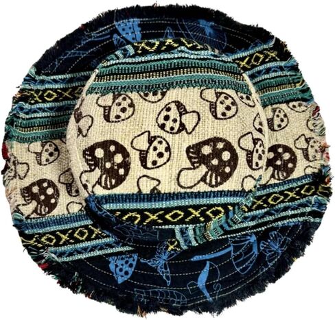 Flexible Wide Brim Summer hat with Natural Hemp and gheri Cotton of Himalaya. Multi Color Mix Match Patchwork Design hat in Saudi Arabia