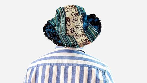 Flexible Wide Brim Summer hat with Natural Hemp and gheri Cotton of Himalaya. Multi Color Mix Match Patchwork Design hat in Saudi Arabia
