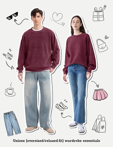 FAIABLE Crewneck Sweatshirts Women Waffle Oversized Sweatshirt for Women Acid Wash Fashion Pullover Hoodies Tops 2026 Spring in Kuwait
