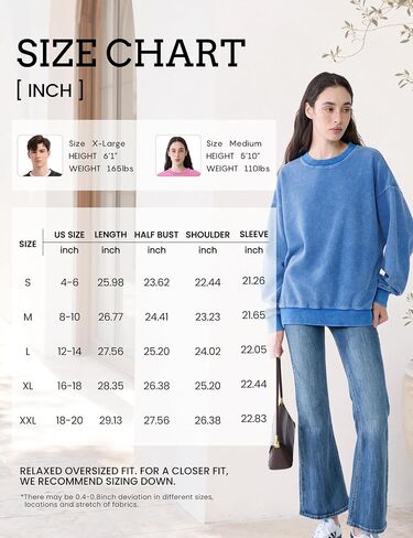 FAIABLE Crewneck Sweatshirts Women Waffle Oversized Sweatshirt for Women Acid Wash Fashion Pullover Hoodies Tops 2026 Spring in Kuwait