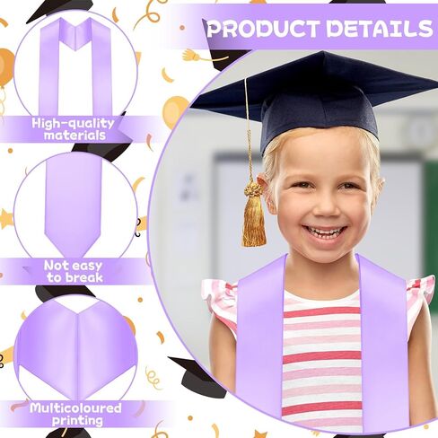 Preschool Graduation Stole Kindergarten Graduation Sash Unisex Plain Stole Sash Satin Graduation for Class of 2026 Kids in Saudi Arabia