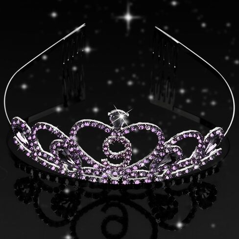 CUBACO 9th Birthday Crown Headband and Sash, 9 Year Old Girl Birthday Gifts for Purple Princess Crown, Purple Party Decorations Favors for Girls Outfit in Saudi Arabia