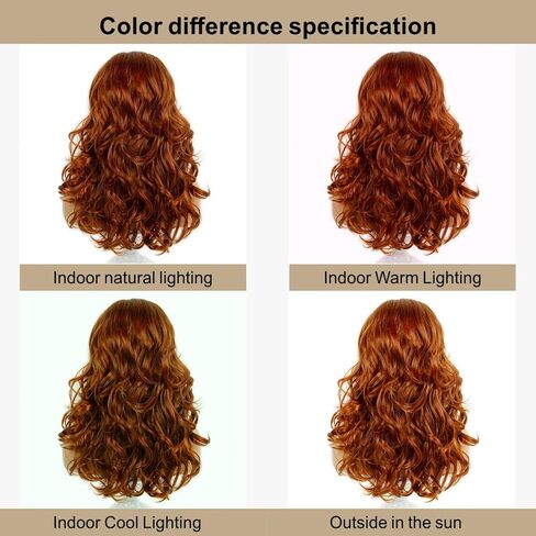 Copper Red Long Curly Beehive Wig with Red Pearl Necklace Vintage Wig with bangs for Women Costume Cosplay Fancy Dress 60s 70s Retro Wigs in Kuwait
