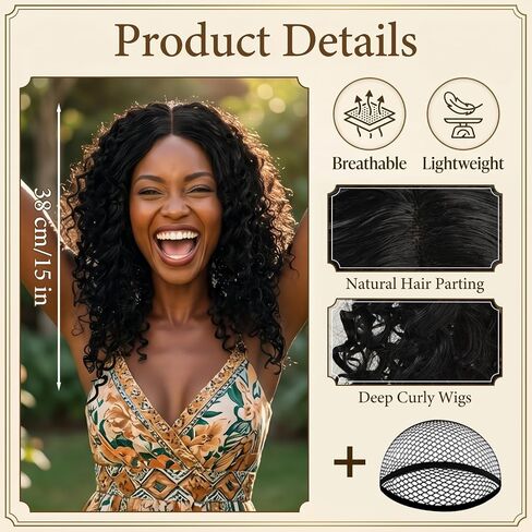 MEEZY Short Curly Bob Wig for Black Women, Black Deep Wave Curly Hair Synthetic Wig with Hair Cap Funny Wavy Bob Hair Cosplay Hairpieces for Holiday Halloween Costume Christmas Party Wear in Saudi Arabia