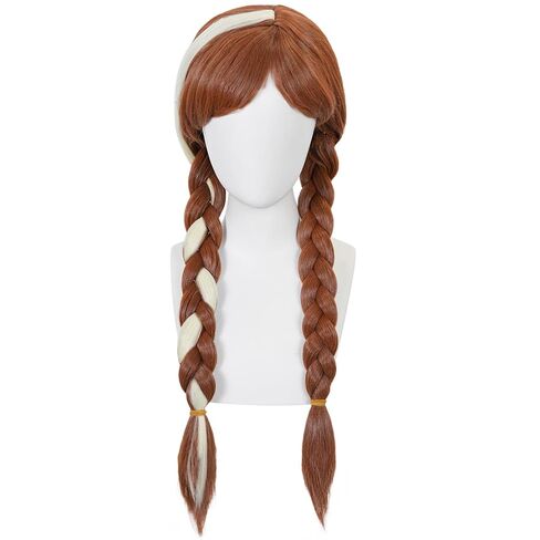 27inch Princess Wig Accessory Brown Braided Wigs with Bangs Crown Magic Wand Earrings Ring Long Ponytail Wigs for Women with Cosplay Accessories Halloween Birthday Party Costume + Wig Cap in Saudi Arabia