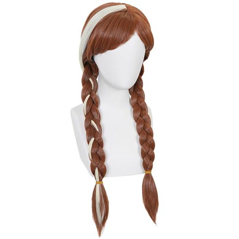 27inch Princess Wig Accessory Brown Braided Wigs with Bangs Crown Magic Wand Earrings Ring Long Ponytail Wigs for Women with Cosplay Accessories Halloween Birthday Party Costume + Wig Cap in Saudi Arabia