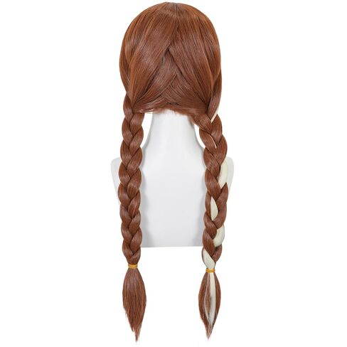 27inch Princess Wig Accessory Brown Braided Wigs with Bangs Crown Magic Wand Earrings Ring Long Ponytail Wigs for Women with Cosplay Accessories Halloween Birthday Party Costume + Wig Cap in Saudi Arabia
