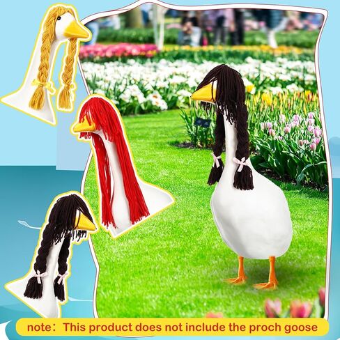 Janinka 3 قطع الشرفة أوزة الباروكات أحمر أسود ذهبي طويل مستقيم DIY الشرفة أوزة الزي الكروشيه هوك شعر مستعار بورتيكو ل 23 بوصة في الهواء الطلق حديقة فناء ساحة هالوين تأثيري جوزي الديكور in Kuwait