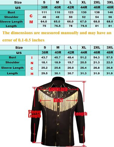 Men's Western Cowboy Fringe Long Sleeve Gold Sequin Embroidered Casual Slim Fit Button Down Shirt in Kuwait