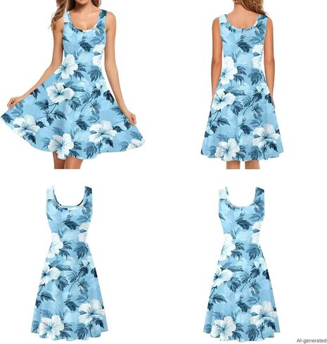 Gomyblomy Matching Hawaiian Outfits for Couples Vacation Tropical Floral Women Dress Mens Shirts His and Hers Clothing in Saudi Arabia