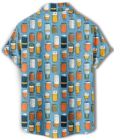 Men's Novelty Print Short Sleeve Shirt, Casual Button Down Summer Top, Funny Graphic Pattern Design in Saudi Arabia