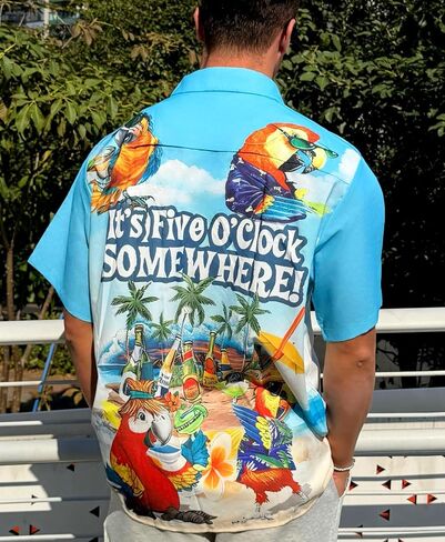 Men's Funny Hawaiian Parrot Print Button Down Shirt Tropical Beach Vacation Party Shirt in Saudi Arabia