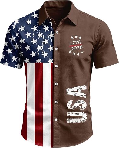 250 Anniversary Shirts USA 1776-2026 Button Down Shirt Short Sleeve American Flag Print Tops in Saudi Arabia