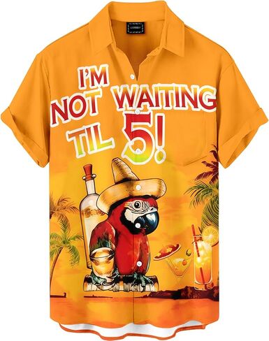 Men's Funny Hawaiian Parrot Print Button Down Shirt Tropical Beach Vacation Party Shirt in Saudi Arabia