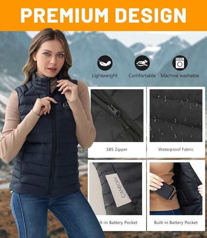 7.4V Heated Vest for Women with 12000mAh Battery Pack Included, Lightweight Warm Heating Jacket, Light Out Design in Saudi Arabia