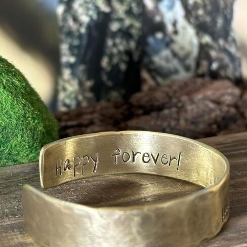 21st Anniversary Handmade Brass Cuff Bracelet Wife Gift Husband Present Personalized Custom Made Men Women Secret Message in Kuwait