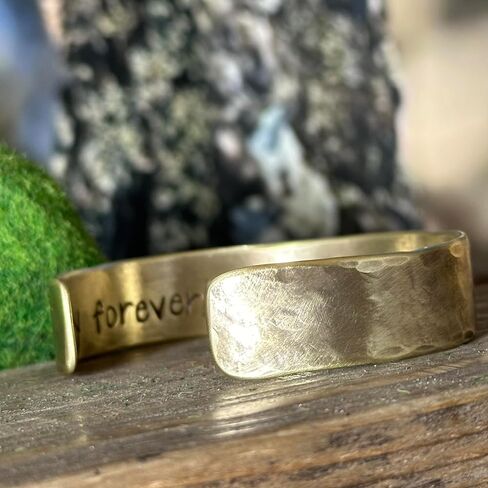 21st Anniversary Handmade Brass Cuff Bracelet Wife Gift Husband Present Personalized Custom Made Men Women Secret Message in Kuwait