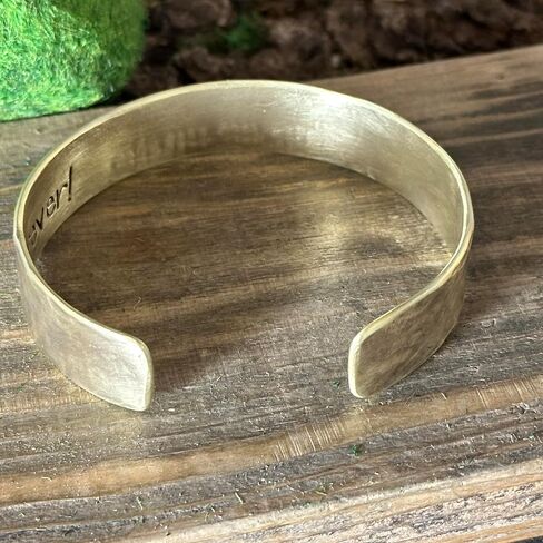 21st Anniversary Handmade Brass Cuff Bracelet Wife Gift Husband Present Personalized Custom Made Men Women Secret Message in Kuwait
