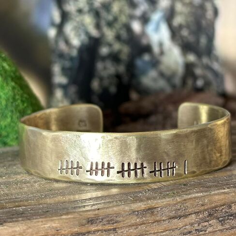 21st Anniversary Handmade Brass Cuff Bracelet Wife Gift Husband Present Personalized Custom Made Men Women Secret Message in Kuwait
