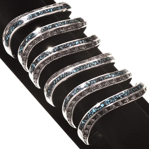 Inlaid Turquoise Silver Navajo Cuff Indian Sterling Wave Bracelet 0398 in Kuwait
