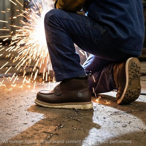 Men's 6" Steel Toe Work Boots,Lace Up Moc Toe, Oil/Slip Resistant Industrial Safety Boots in Kuwait