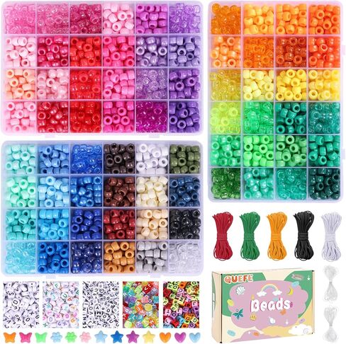 Quefe 64 Colors 2350pcs Pony Beads Bracelet Making Kit Kandi Bead in Saudi Arabia
