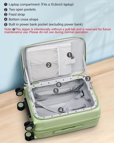 Hanke 20 Inch Expandable Carry On Luggage Airline Approved Top Opening Travel Luggage Rolling Suitcase with Cup Holder Hard Shell Suitcases with Wheels (Bamboo Green) in Saudi Arabia