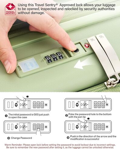 Hanke 20 Inch Expandable Carry On Luggage Airline Approved Top Opening Travel Luggage Rolling Suitcase with Cup Holder Hard Shell Suitcases with Wheels (Bamboo Green) in Saudi Arabia