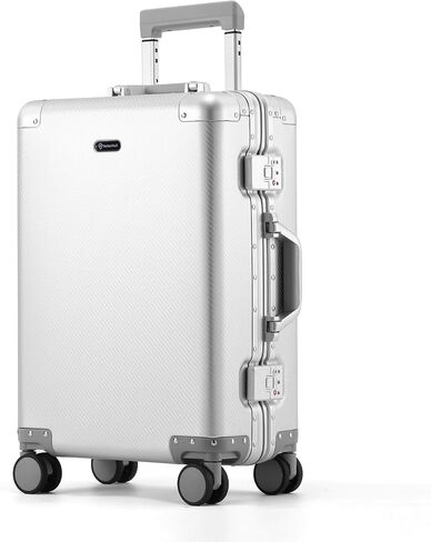 VentureVault Aluminum Carry On Luggage,22x14x9 Airline Approved，20 Inch Zipperless hard shell Suitcase with TSA Lock and Silent Spinner Wheels For business travel(Silver) in Saudi Arabia