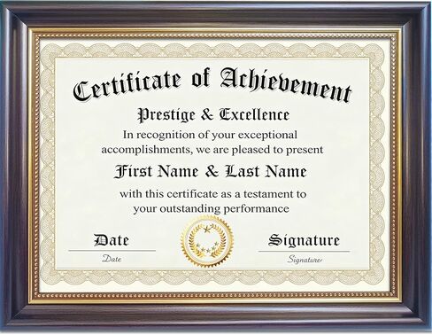 8.5x11 Diploma Frame for Wall and Tabletop - Classic Walnut Brown Certificate Display with Gold Bead Accents, Gold Trim & HD Plexiglass, Degree Document Frame in Saudi Arabia