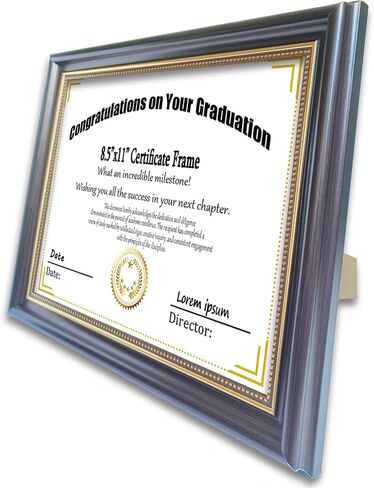 8.5x11 Diploma Frame for Wall and Tabletop - Classic Walnut Brown Certificate Display with Gold Bead Accents, Gold Trim & HD Plexiglass, Degree Document Frame in Saudi Arabia