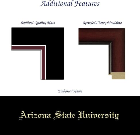 Arizona State University 11" w x 8.5" h Diploma Frame - Fits a bachelor's and master's - Gold Embossed Diploma Frame - Cherry Moulding with Black and Maroon Matting - Officially Licensed in Kuwait
