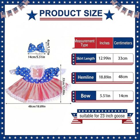 Foidiccx 250th Anniversary Patriotic Porch Goose Outfit 4th of July Memorial Day Costume Clothes Set for 23 Inches Goose in Kuwait