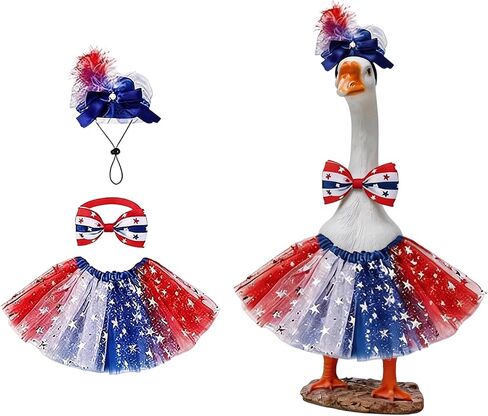 Foidiccx 250th Anniversary Patriotic Porch Goose Outfit 4th of July Memorial Day Costume Clothes Set for 23 Inches Goose in Kuwait