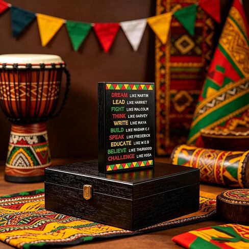 Juneteenth Decorations for Office Juneteenth Table Decorations Black History Month Decoration Black History Month Wooden Box for Home Office African American Civil Rights Table Centerpiece in Saudi Arabia