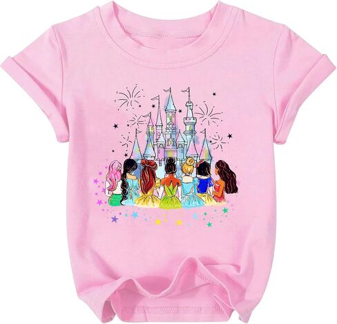 Magical Shirt for Girls 3-10 Y Kids Princess Short Sleeve Cute Vacation Family Tshirt Funny Graphic Outfits Tops in Saudi Arabia