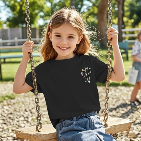 Fkatuzi Christian Shirts for Girls I Can Do All Things Through Christ Shirt Kids Jesus Faith Bible Verse God Cute Graphic Tee in Saudi Arabia