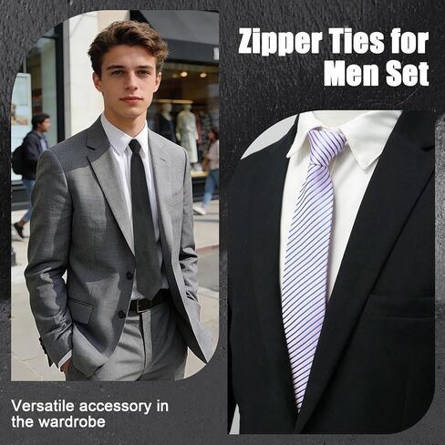 Zipper Ties for Men Set, Pre-tied Striped Neckties for Men Pack Adjustable Bulk Mens Ties for Graduation Work Casual in Saudi Arabia