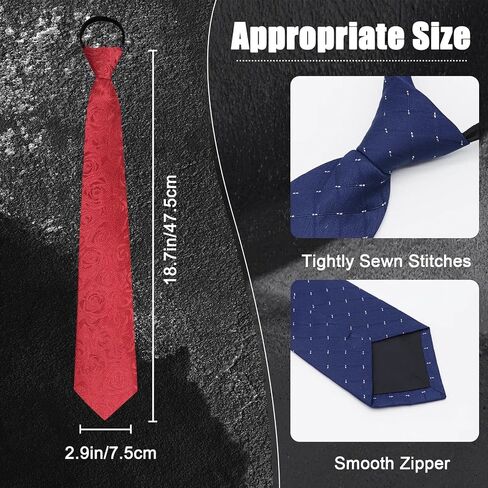 Zipper Ties for Men Set, Pre-tied Striped Neckties for Men Pack Adjustable Bulk Mens Ties for Graduation Work Casual in Saudi Arabia