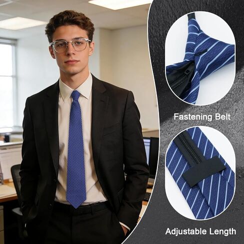Zipper Ties for Men Set, Pre-tied Striped Neckties for Men Pack Adjustable Bulk Mens Ties for Graduation Work Casual in Saudi Arabia