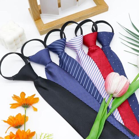 Zipper Ties for Men Set, Pre-tied Striped Neckties for Men Pack Adjustable Bulk Mens Ties for Graduation Work Casual in Saudi Arabia