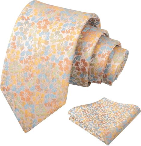 Alizeal Mens Muted Vintage Floral Tie Set with Pocket Square for Dinner Date and Romantic Occasions in Kuwait