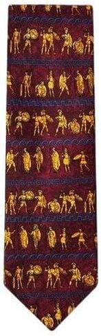 Burgundy Silk Tie | Ancient Greek Warriors Necktie in Kuwait