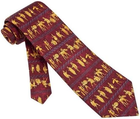 Burgundy Silk Tie | Ancient Greek Warriors Necktie in Kuwait